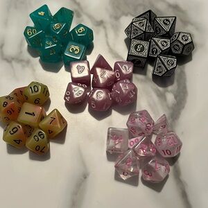 5 sets of polyhedral dice